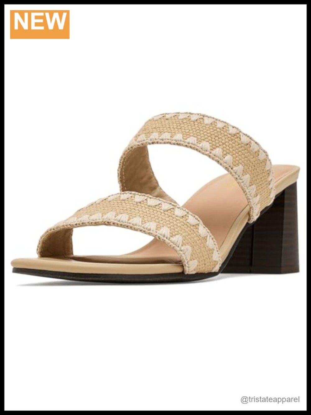Heeled Slide Sandals Square Toe Slip On Synthetic Faux Leather Casual